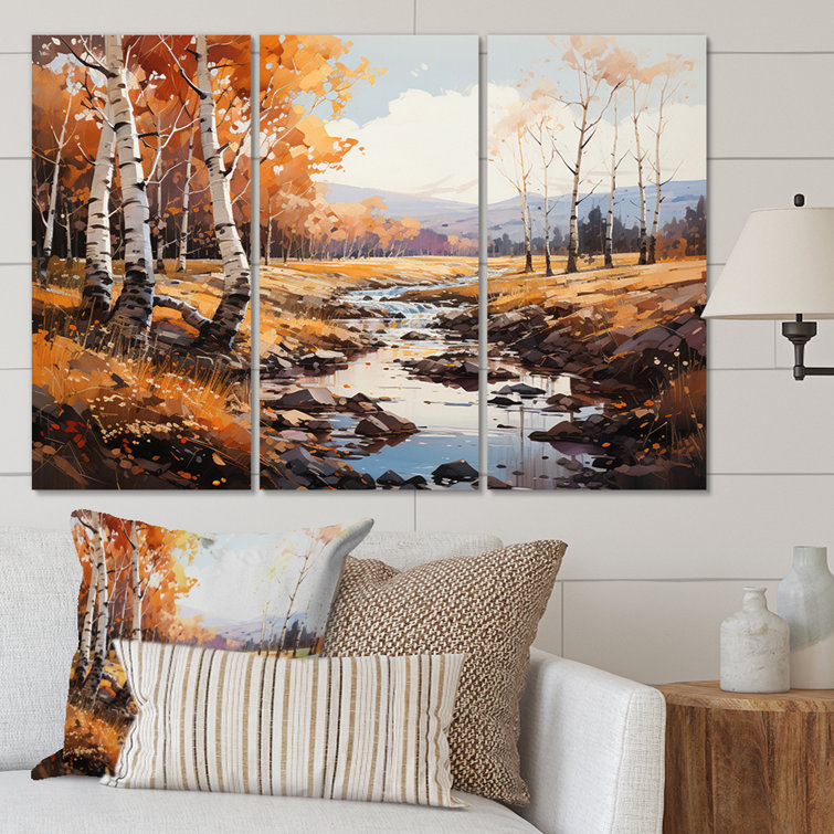 Canada Golden Hues Forest II On Canvas 3 Pieces Print